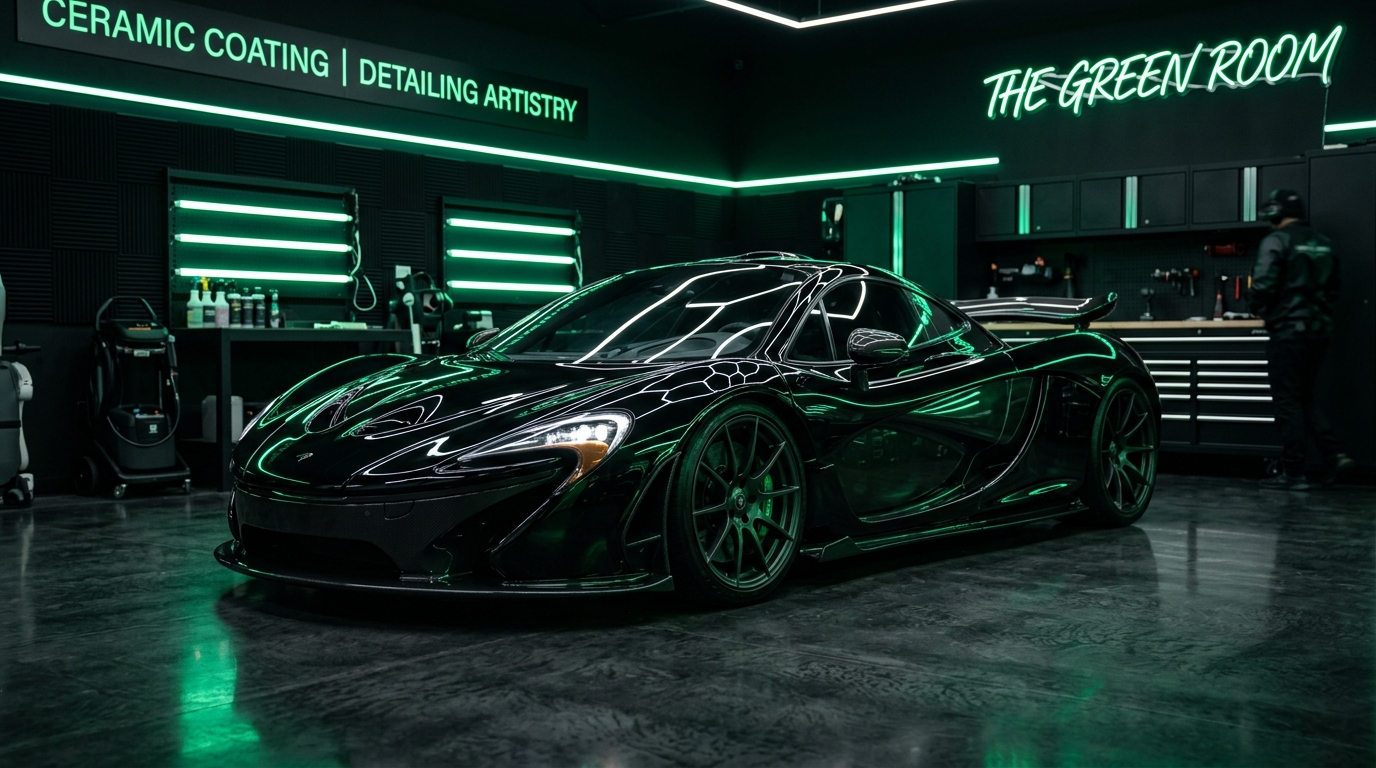 Premium car with ceramic coating in detailing studio